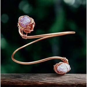 Copper & Crystal Arm Cuff, Aura Amethyst, Upcycled Arm Band, One Size